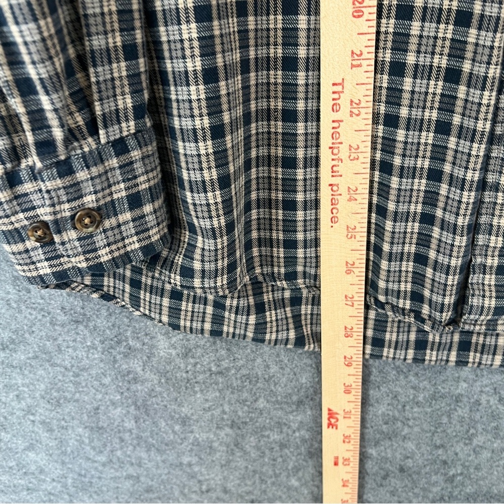 TOWNCRAFT Men's Plaid Flannel Button Down Collared Cotton Blue Size Large FLAW - Picture 6 of 10